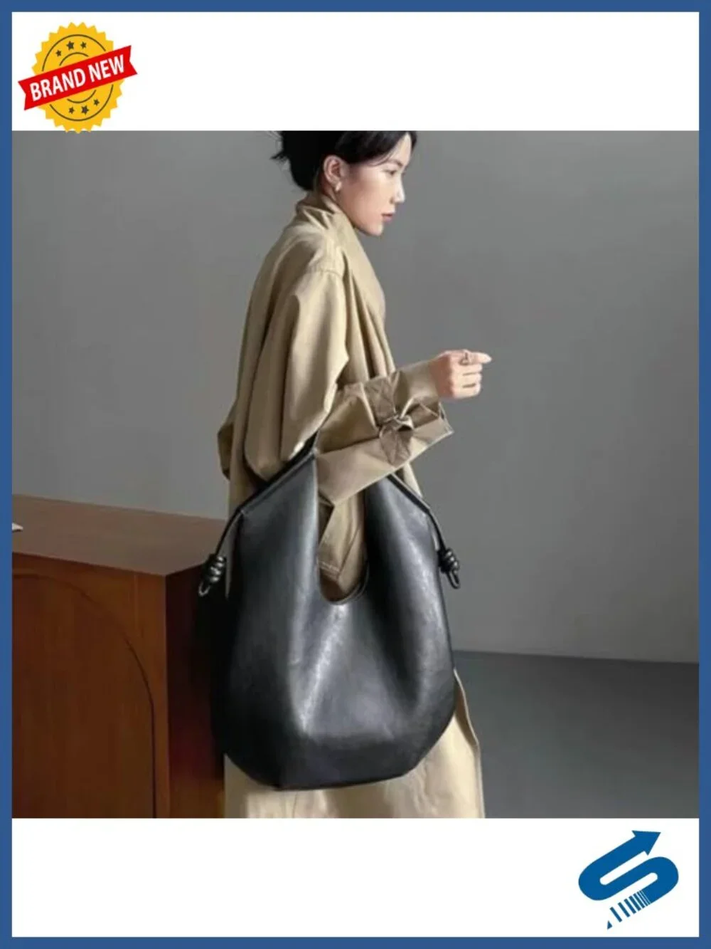 Faux Leather Large Hobo Bag Trendy Shoulder Satchel Work Travel